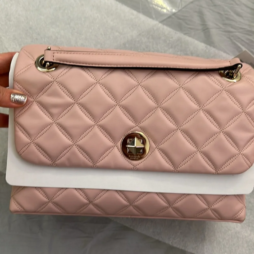 Kate Spade Natalia Medium Flap Shoulder Bag in Rose Smoke (WKRU7076)